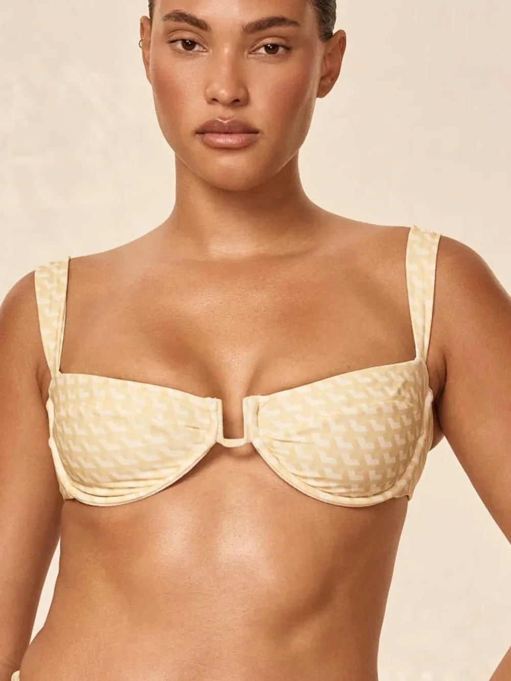 Monday Swimwear Light Yellow Textured Underwire Bikini Top (similar top)